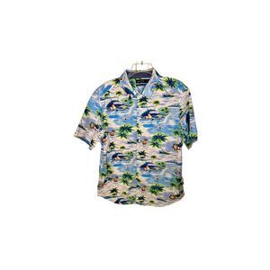 Nautica Mens Hawaiian Summer Tropical Short Sleeve Button Down Stretch Shirt Sz